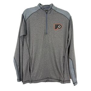 NHL Philadelphia Flyers 1/4 Zip Jacket Men's M Gray Hockey Long Sleeve EUC B50